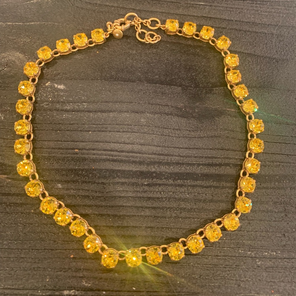 J. Crew Martha Swarovski Crystal Dot Necklace (yellow/brass)